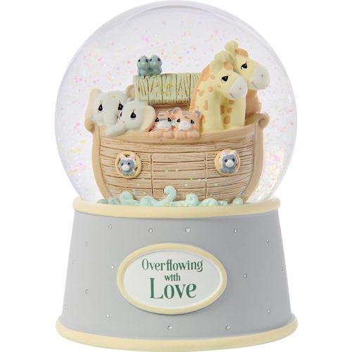 Precious Moments "Overflowing with Love" Noah's Ark Inspired Musical Resin Snow Globe, Sentimental Nursery Décor, Ideal Baby Shower or Holiday Figurine Gift, 173432