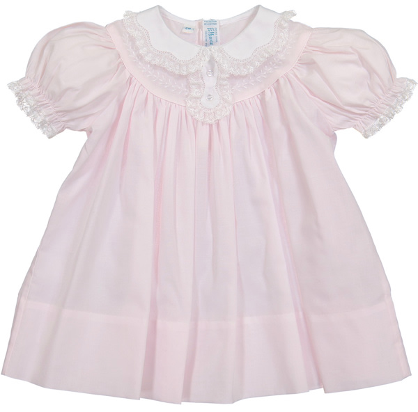 Newborn Pink Scalloped Lace Collar Dress | Feltman Brothers