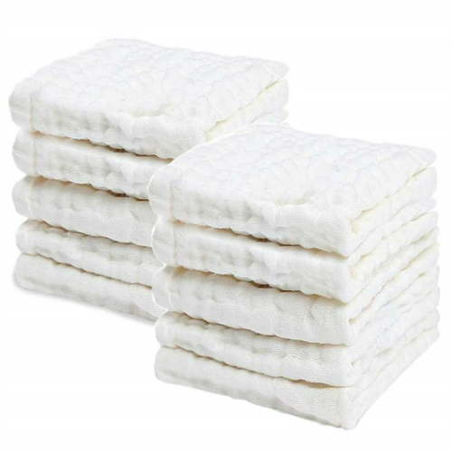 10PCS Baby Towel Baby Bath Towel for Newborn Soft Baby Face Towel Muslin Cotton Hand Towel for Kids Baby Towel-White