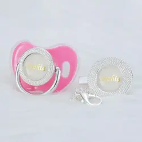 MIYOCAR Custom Bling Baby Pacifier with Personalized Name Gold Silver Pacifier for Newborns Customized Baby Bling Pacifier & Clip Set baby binky - TikTok Shop