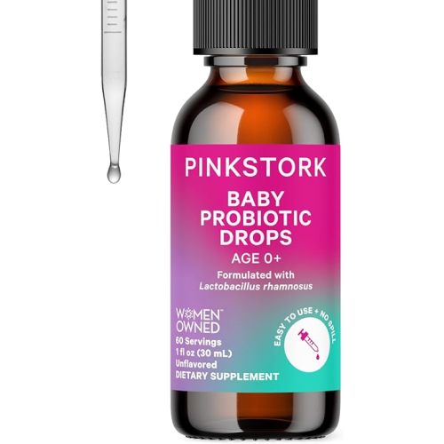 Pink Stork Baby Probiotic Drops, Newborn, Infant & Toddler Probiotics to Help Aid Digestion and Constipation Support, Newborn Essentials - 1 fl oz, 2 Month Supply