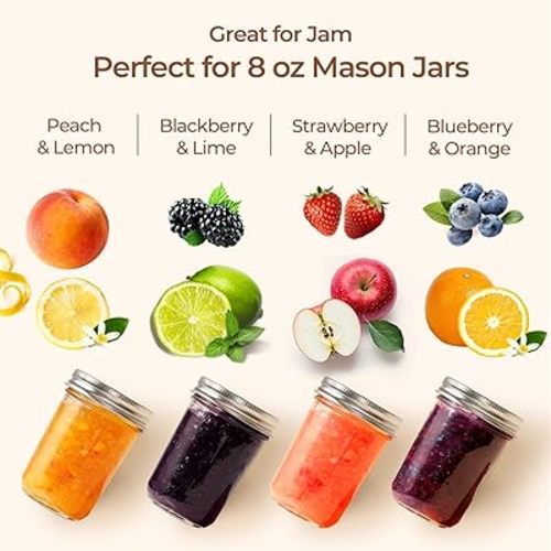 ComSaf Small Mason Jars 8 oz 24Pcs Bulk Set, Half Pint Regular Mouth Mason Jar with Lids and Seal Bands, Glass Canning Jars for Jam, Jelly, Spice, Meal Prep, Shower Wedding Favors, DIY Candles Decor
