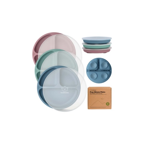 3-Pack Prep Silicone Suction Plates with Lids