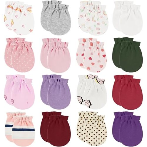 ONESING 16-20 Pairs Baby Mittens Newborn Mittens No Scratch 0-6 Months Warm Mittens for Newborn Baby Boys Girls