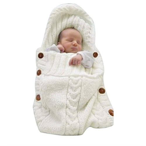 XMWEALTHY Newborn Baby Wrap Swaddle Blanket Knit Sleeping Bag Sleep Sack Stroller Wrap for Baby(Beige) (0-6 Month)