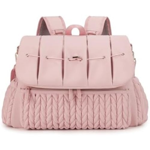 Convertible Diaper Bag Backpack Waterproof Nappy Changing Bag Travel Mummy Bag with Changing Pad & Shoulder Strap(Pink)