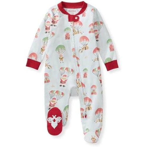 Burt's Bees Baby Organic Cotton Sleep and Play Footed Pajamas for Girls, Zipper PJ Newborn Sleeper with Non-Slip Bee Grips