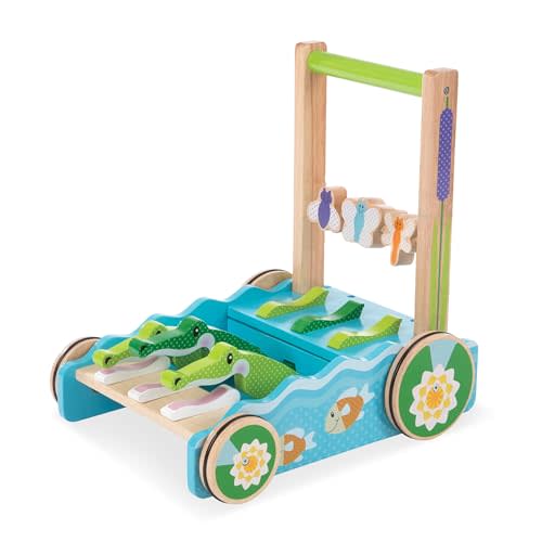 Melissa & Doug First Play Chomp and Clack Alligator Wooden Push Toy and Activity Walker - Pretend Play Developmental Baby Push Walker Toy For Toddlers Ages 1+, 1 EA