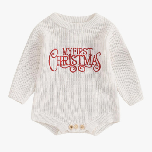 Adobabirl Baby Christmas Knitted Sweater Bubble Romper Long Sleeve Jumpsuit