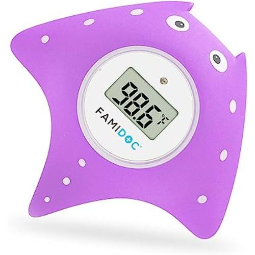 Famidoc Baby Bath Thermometer with Room Thermometer (Purple)