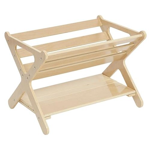 ECR4Kids Book Caddy with Shelf, Bookshelf with Storage, Natural