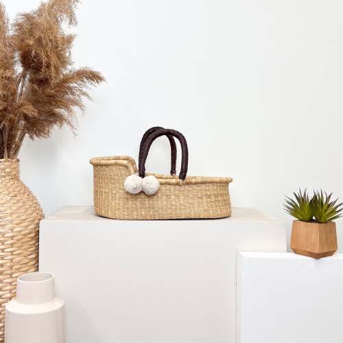 NaturalMini Moses BasketBrown Handle