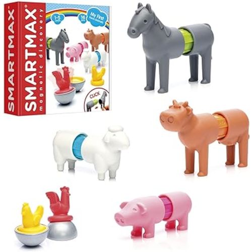 SmartMax My First Farm Animals STEM Magnetic Discovery Building Set with Soft Animals for Ages 1-5