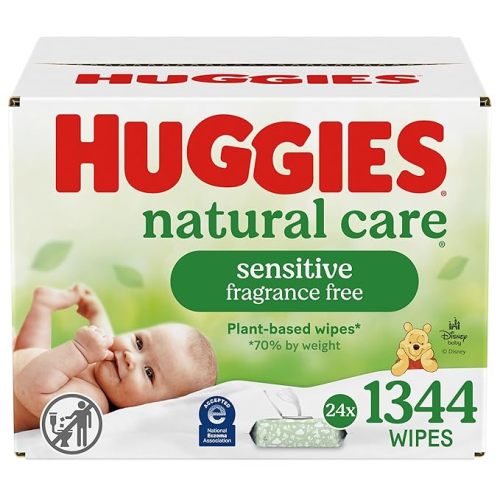 Huggies Natural Care Sensitive Baby Wipes, Unscented, Hypoallergenic, 99% Purified Water, 24 Soft Packs of 56 (1344 Wipes Total)