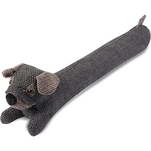 Dog Under Door Draft Stopper Heavy Duty, 3LB 34 Inch Decorative Fabric Door Draft Blocker, Animal Weather Stripping Sound Proof Bottom Seal, Save Energy Stopper Guard, Grey and Black