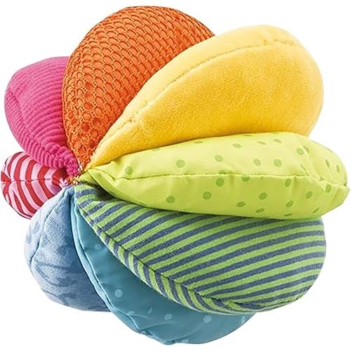 HABA Rainbow Fabric Ball - Machine Washable Baby Sensory Toys - Ideal Baby Toy, Tummy Time Toys & Baby Teething Toys- 6 mth+