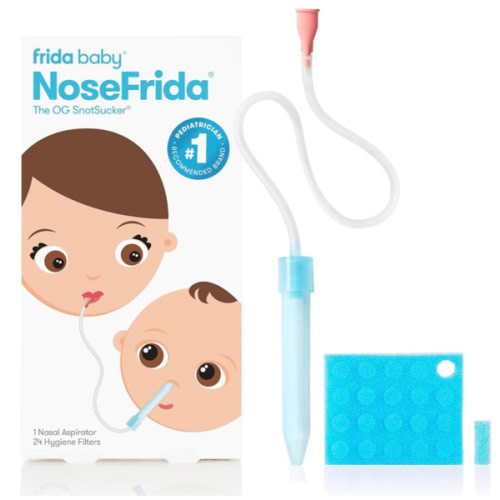 Frida Baby NoseFrida SnotSucker for Baby, Nasal Aspirator for Baby, Nose Sucker, Nasal Aspirator for Allergy Relief + Congestion Relief with 24 Extra Hygiene Filters, FSA/HSA Eligible