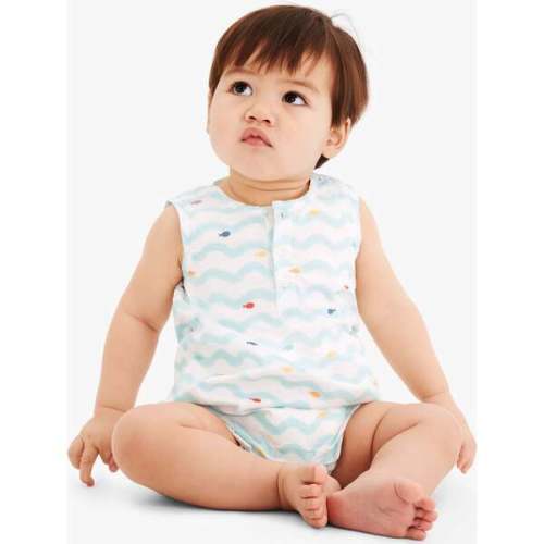 Baby Henley Tank Shortie In Rainbow Fish, Saltwater Rainbow Swimming Fish - Primary | Maisonette