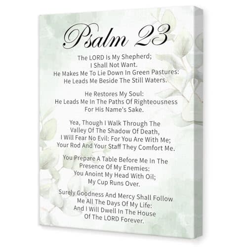 Psalm 23 the Lord is My Shepherd Wall Art,Scripture Religious Canvas Wall Decor for Christian Home Office Church 11x15 Inch (Sage Green Eucalyptus)