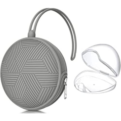 Smlpuame Pacifier Holder Case,Mothers Day Gifts for Mom BPA Free Portable Silicone Baby Pacifier Cover Pouch for Diaper Bag Stroller,Travel Outdoor Activities,Easy to Clean(Grey)