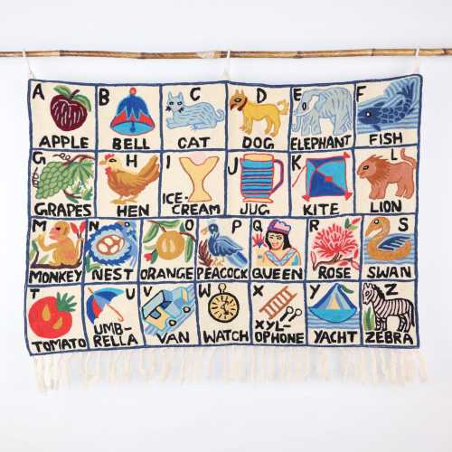 Handmade Alphabet Tapestry for Kids' Room – Unique Boho Wall Art | A To Z Hand Woven Wall Hanging | Baby Shower Gift