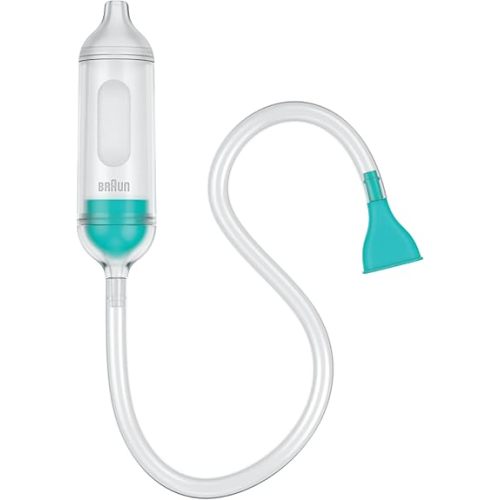 Braun Manual Nasal Aspirator - Mucus Remover, Blocked Nose Relief, Manual Suction Power, 2 Nose Tip Sizes, Newborn, Baby, and Child Friendly, Dishwasher Safe, FSA and HSA Eligible