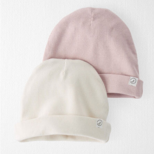 Baby 2-Pack Organic Cotton Rib Caps