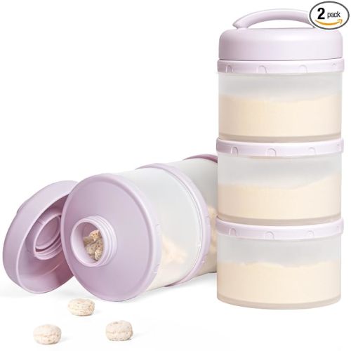 Termichy Stackable Formula Dispenser Portable Milk Powder Container, 2 Pack, Light Purple