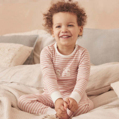 Pink Stripe Sis Ribbed Pajama Set Pink Stripe / 3 - 6 M