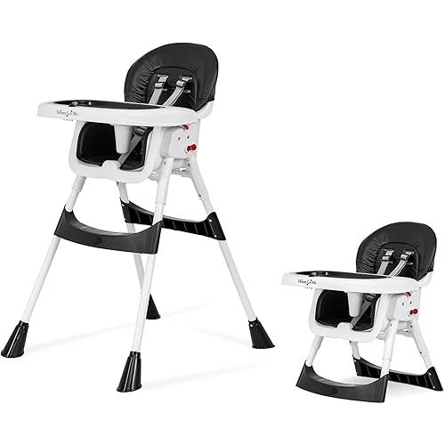Dream On Me Portable 2-in-1 Tabletalk High Chair, Convertible Compact High Chair, Light Weight Portable Highchair, Black