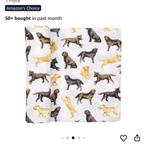 Mud Pie Labrador Retriever Print Muslin Baby Swaddle Blanket, 1 Piece