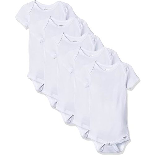 Gerber baby-girls 5-pack Solid Onesies Bodysuits - 0-3 Months - White