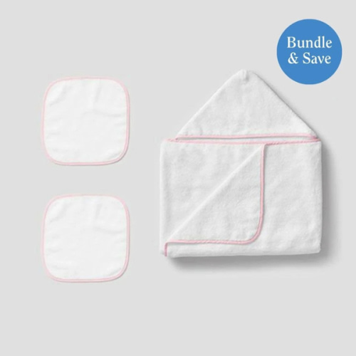 Kids' Bath Bundle- white with pink gingham trim