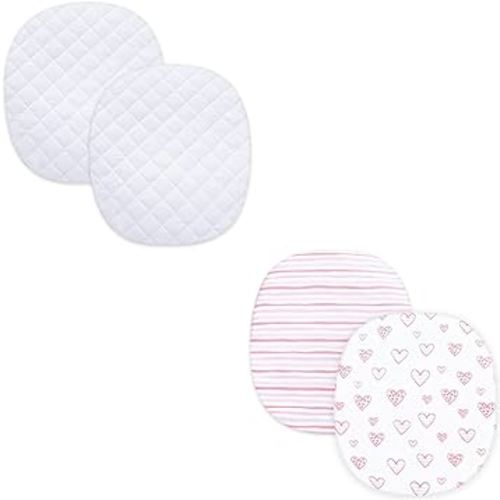 Biloban Waterproof Mattress Protector, Quilted Viscose Made from Bamboo Mattress Cover and 100% Jersey Knit Cotton Bassinet Sheets for Graco Pack ‘n-Play Dome LX Bassinet