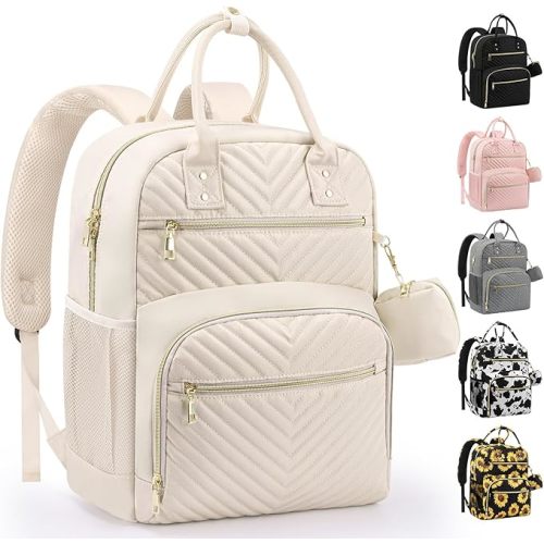 Diaper Bag Backpack,Baby Essentials Diapers Bag with Pacifier Case,Multipurpose Stylish Large Capacity Travel Backpack for Baby Girl/Boy(M-Beige)