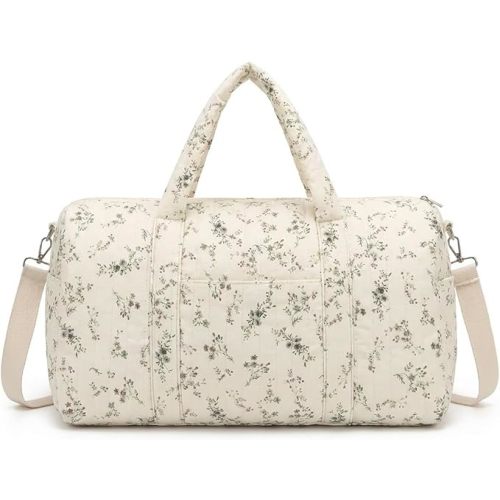 Quilted Duffle Bag for Women Cute Baby Hospital Bag Floral Duffle Bags