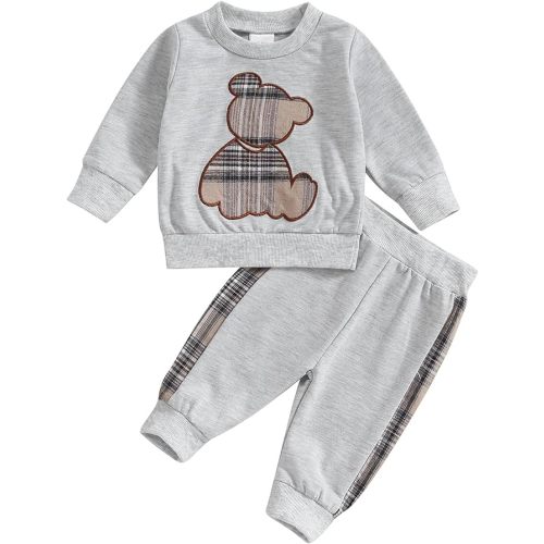 Mubineo Baby Boy Clothes Cute Bear Outfits Girl Newborn Shirt Tops Sweatshirt Toddler Sweat Pant Set Fall Winter Outfit
