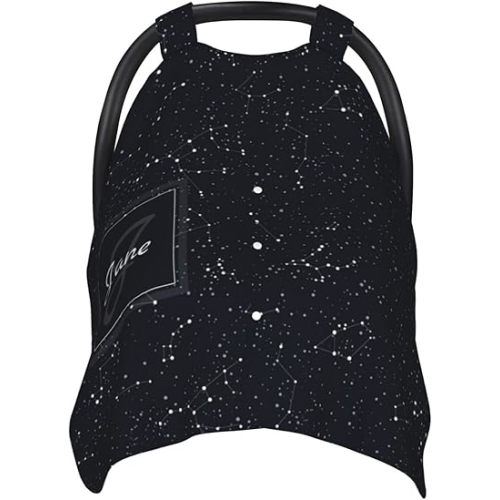 Personalized Constellation Baby Car Seat Canopy for Babies with Name, Custom Car Seat Covers for Boys Girls, Peekaboo Opening Minky Nursing Breastfeeding Cover Infant Stroller Canopies for Newborn