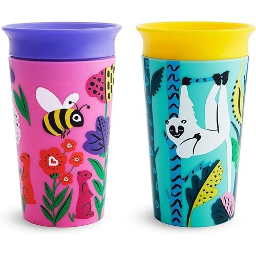 Munchkin® Miracle® 360 WildLove Sippy Cup, 9 Oz, 2 Pack, Bee/Lemur