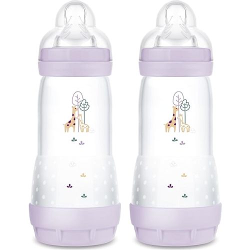 MAM Easy Start Anti-Colic Baby Bottle, Fast Flow, Breastfeeding-Like Silicone Nipple Bottle, Reduces Colic, Gas, & Reflux, Easy-to-Clean, BPA-Free, Vented Baby Bottles for Newborns, 4 Plus Months