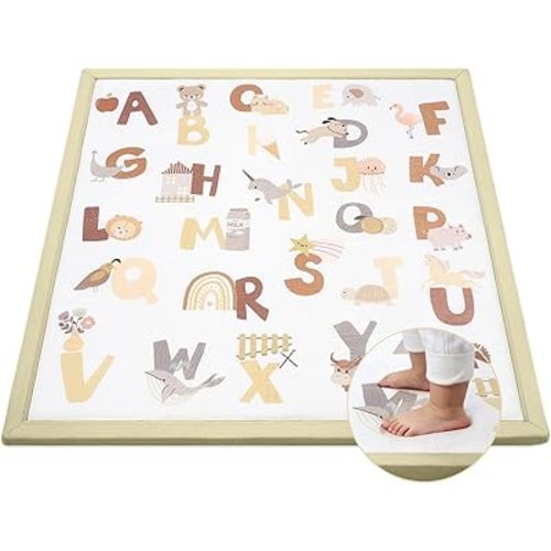 50"×50" Baby Play Mat for Floor & Playpen, 1.2" Thick High-Density Foam Nursery Mat for Tummy Time, Soft Plush Carpet with Non-Slip Bottom for Infant Toddler Baby Crawling Playing (Alphabet)