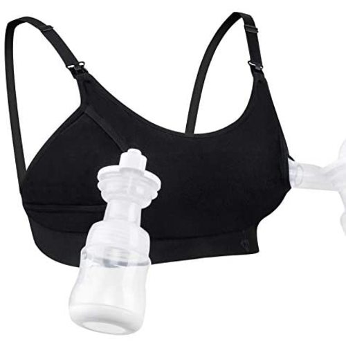 Hands Free Pumping Bra, Momcozy Adjustable Breast-Pumps Holding and Nursing Bra, Suitable for Breastfeeding-Pumps by Lansinoh, Philips Avent, Spectra, Evenflo and More(Black, X-Large)