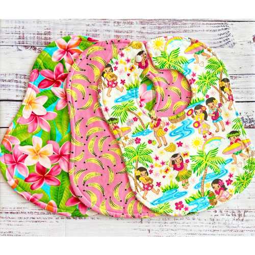 Tropical Baby Bibs | Hawaiian Baby Bib | Hula Girl | Hula Baby Bib | Drool Bibs | Girl Baby Bib Gift Set | Toddler Bibs | New Baby Gift