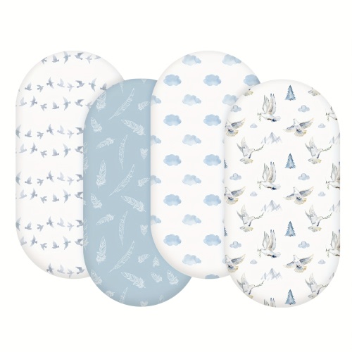 Baby Fitted Bassinet Sheets Set 4-Pack for Newborn Infant Baby Boys Girls, Pigeon