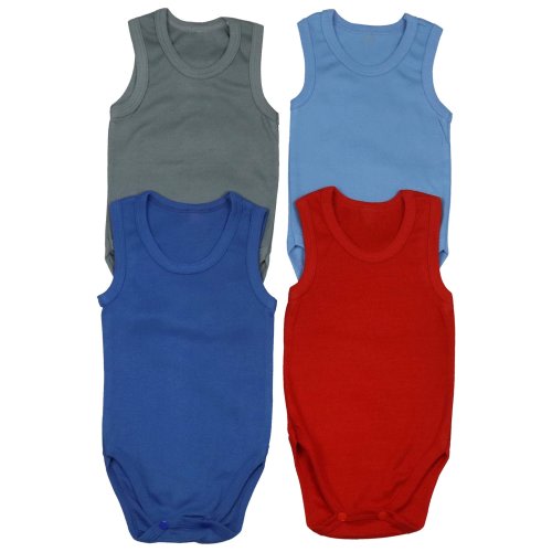 ToBeInStyle Boy's Pack of 4 Ultra-Soft Cotton Baby Tank Top Bodysuits - Cool - 0-3 Months Old