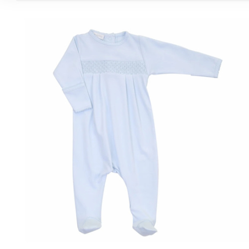 Essentials Solid Blue Smocked Footie – Magnolia Baby