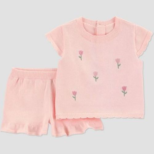 Carter's Just One You® Baby Girls' 2pc Tulip Sweater Shorts Set - Pink 3M