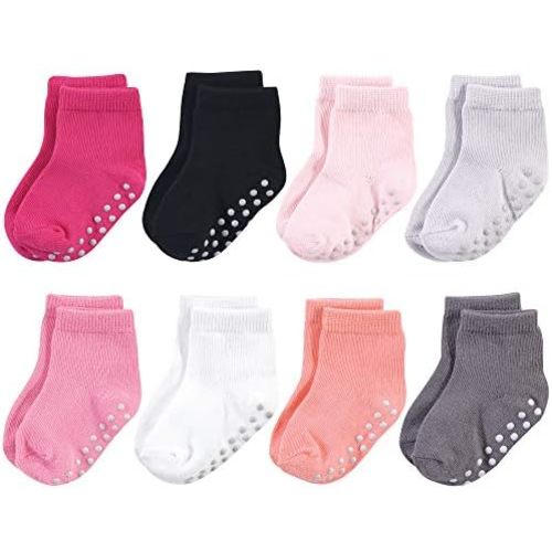 Touched by Nature Baby Girls' Organic Cotton Socks with Non-Skid Gripper for Fall Resistance