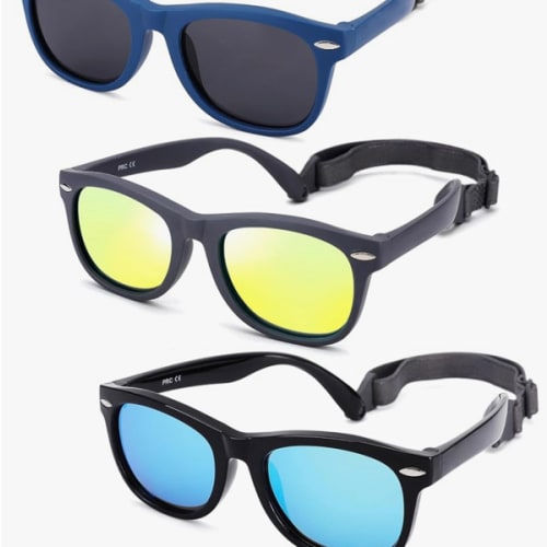 Polarized Baby Sunglasses with Strap - Unbreakable & Flexible - Age 0-24 Months