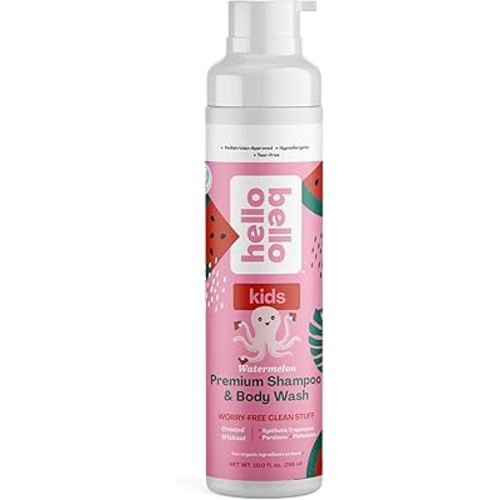 Hello Bello Watermelon Shampoo & Body Wash - Tear-Free, Hypoallergenic, Dermatologist & Pediatrician Tested Formula for Babies and Kids - 10 FL Oz (Packaging may vary)